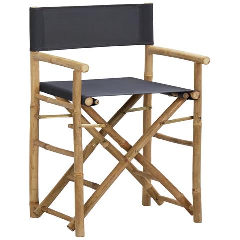 Lusso Casadino -  Sedie Da Regista Pieghevoli 2 Pz Grigio Scuro In Bambù E Tela - Foto 1