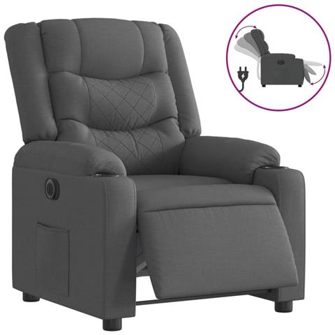 Poltrona Elettrica Reclinabile Grigio Scuro in Tessuto - Foto 1
