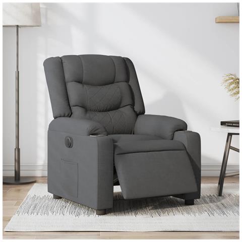 Poltrona Elettrica Reclinabile Grigio Scuro in Tessuto - Foto 2