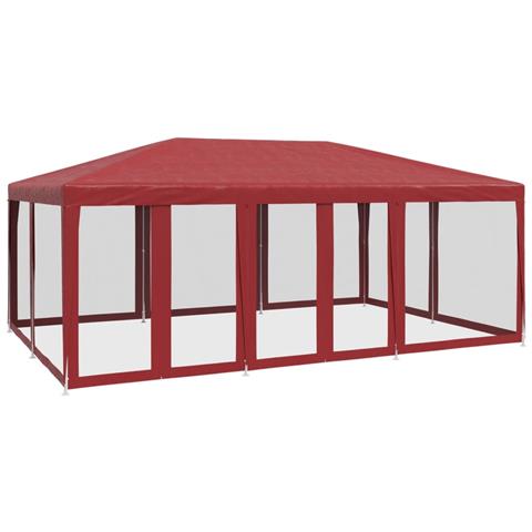 Tenda per Feste con 10 Pareti Laterali in Rete Rossa 6x4 m HDPE - Foto 1