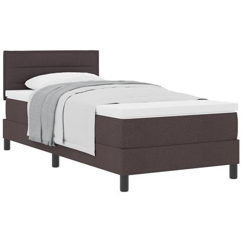 Letto con Box Spring e Materasso Marrone Scuro 90x190 cm Tessuto - Foto 1
