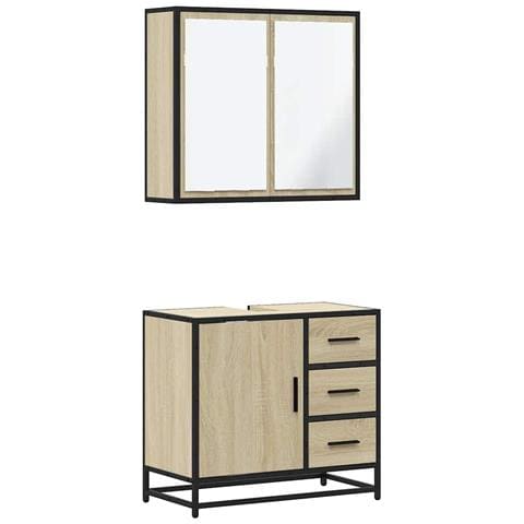 Set Mobili da Bagno 2 pz Rovere Sonoma in Legno Multistrato - Foto 1