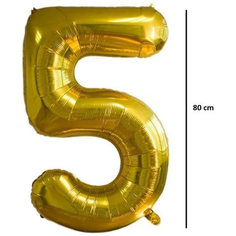 Palloncino Foil Numero 5 Compleanno Anniversario Oro 80 Cm - Foto 4