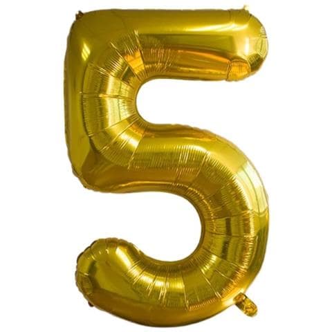 Palloncino Foil Numero 5 Compleanno Anniversario Oro 80 Cm - Foto 1
