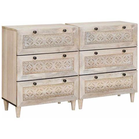 Credenza 2 pcs Bianco 60 x 33 x 75 cm legno massello di mango - Foto 1