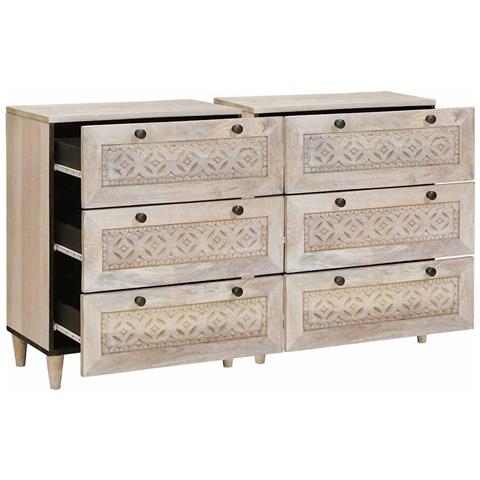 Credenza 2 pcs Bianco 60 x 33 x 75 cm legno massello di mango - Foto 2
