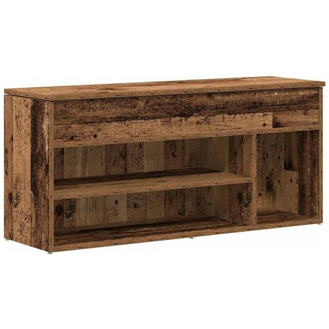 Scarpiera Legno Antico 102x30,5x45 cm in Legno Multistrato - Foto 1