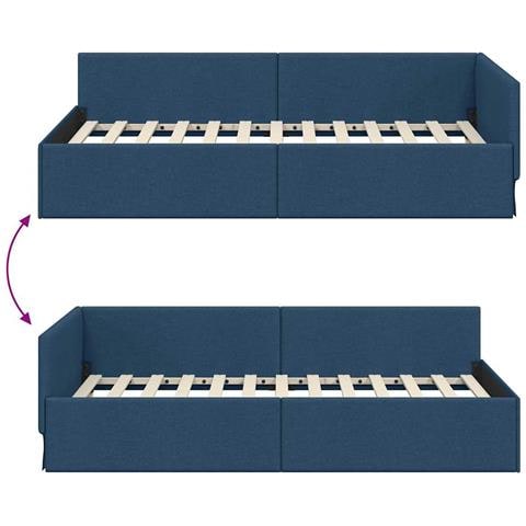 Cornice del letto ad angolo con testiera Blu 90 x 190 cm - Foto 9