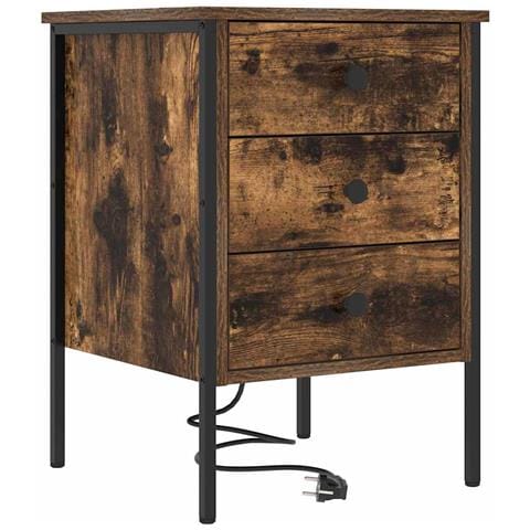 Armadio da Notte Rovere fumo 42 x 41 x 61 cm Legno multistrato - Foto 1