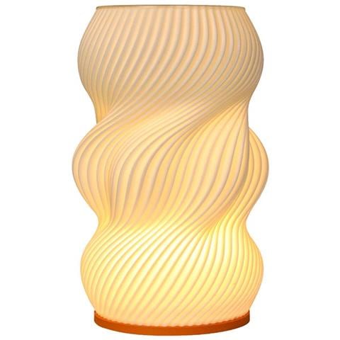 Lampada Vaso Stampata In 3d - Lampada Da Tavolo Dimmerabile Usb Con Base In Legno - Foto 1