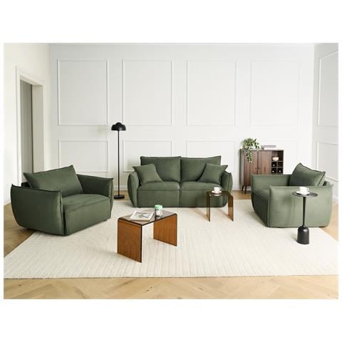 Set Da Salotto 5 Posti Kunes Tessuto Verde - Foto 1