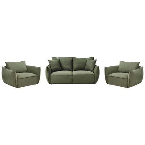Set Da Salotto 5 Posti Kunes Tessuto Verde - Foto 2