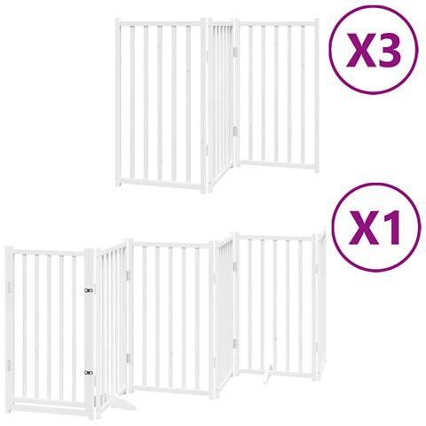 Cancello Cani Porta Pieghevole Bianco 15 Pannelli 750 cm Pioppo - Foto 1