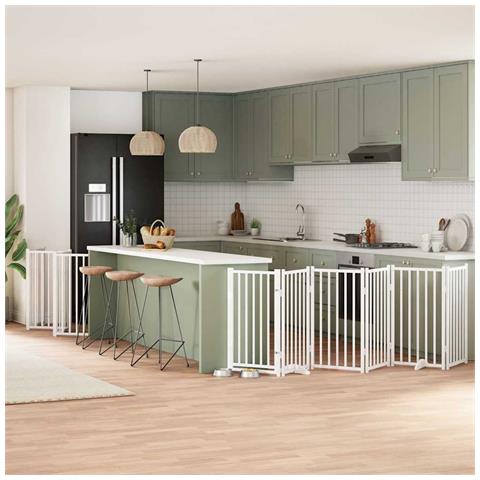 Cancello Cani Porta Pieghevole Bianco 15 Pannelli 750 cm Pioppo - Foto 2