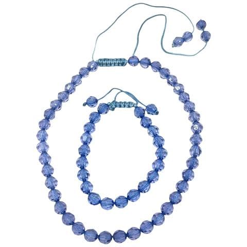 Collana E Bracciale Con Perline Sfaccettate In Blu. Regolabili. - Foto 6
