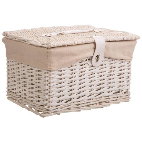 Set Di 3 Bauli In Vimini Bianchi Foderati - Foto 2