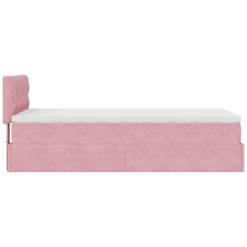 Struttura Letto Pouf con Materasso Rosa 90x190 cm in Velluto - Foto 9