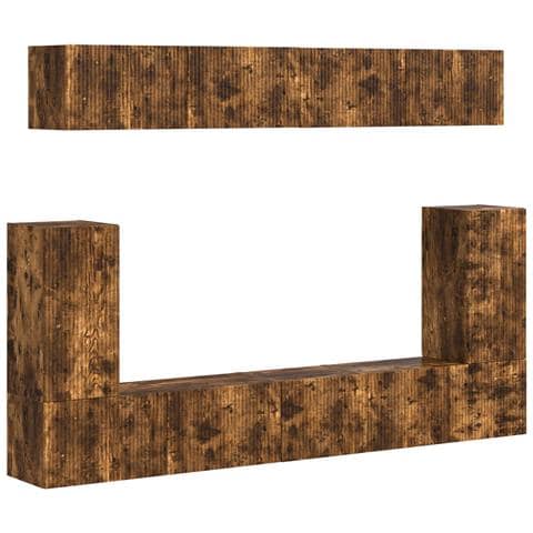 Set mobile TV 5 pcs Rovere fumé Legno multistrato - Foto 1