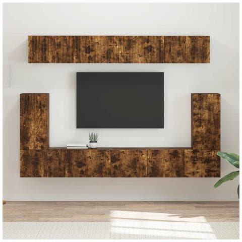 Set mobile TV 5 pcs Rovere fumé Legno multistrato - Foto 2
