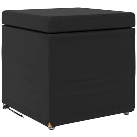 Pouf Nero Pelle Sintetica e Legno Ingegnerizzato - Foto 1