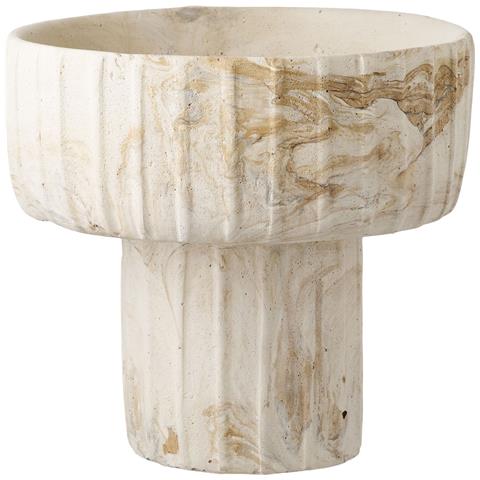 Vaso Coppa In Cemento Marrone E Beige Con Base A Colonna Ø20,5x18,5 Cm - Foto 1