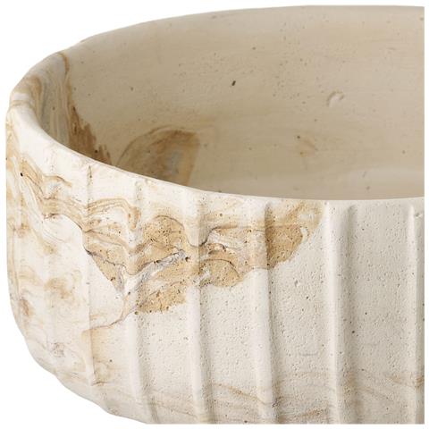 Vaso Coppa In Cemento Marrone E Beige Con Base A Colonna Ø20,5x18,5 Cm - Foto 2