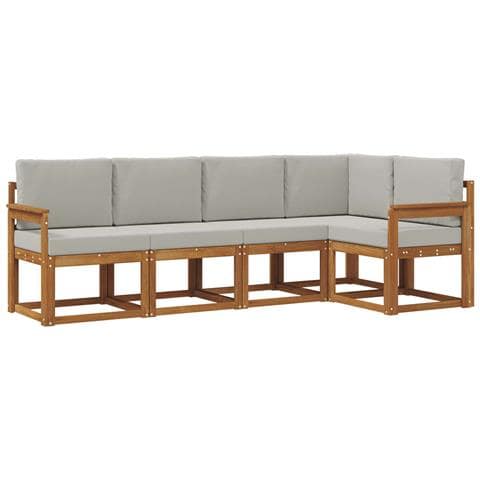 Set di divani con cuscino 5 pcs Grigio Naturale e Chiaro - Foto 1