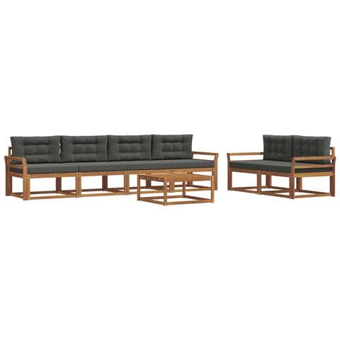 Set di divani da esterno con cuscino 7 pcs Naturale e Antracite - Foto 1