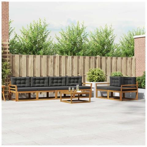 Set di divani da esterno con cuscino 7 pcs Naturale e Antracite - Foto 2
