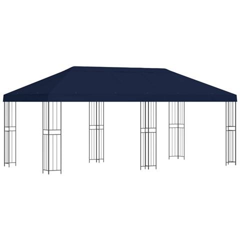 Gazebo con pareti laterali 6 x 3 m Blu Poliestere e Acciaio 190 - Foto 1