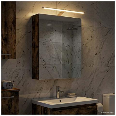Mobiletto per specchio da bagno Rovere fumé 50 x 14,5 x 70 cm - Foto 2
