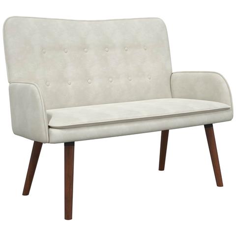 Sofa a Due Posti Crema 115 x 61 x 87 cm Velluto - Foto 1