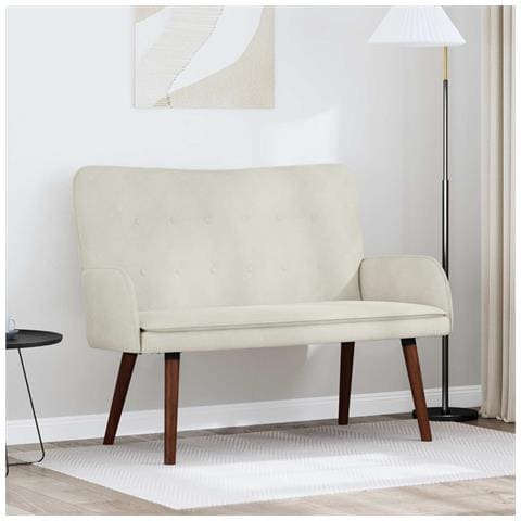 Sofa a Due Posti Crema 115 x 61 x 87 cm Velluto - Foto 2