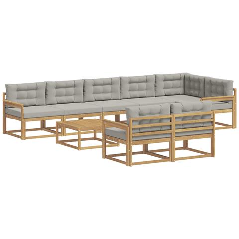 Set di divani da esterno 9 pcs Bianco e Grigio Chiaro - Foto 1