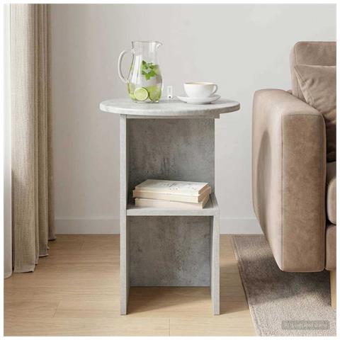 Tavolo laterale Grigio Cemento Ø 39,5 x 55 cm - Foto 2