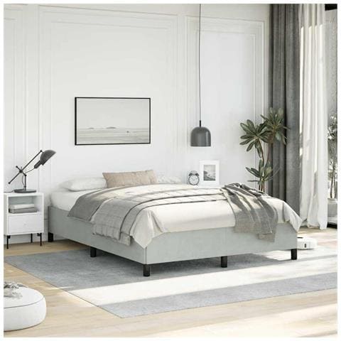Struttura letto senza Materasso Grigio Chiaro 152x203 cm matrimoniale Velluto - Foto 2