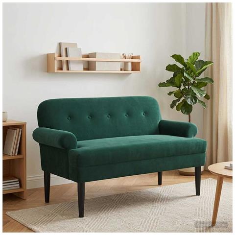 Loveseat con bottoni imbottiti Verde Scuro 120 x 66 x 78 cm - Foto 2