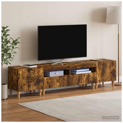 Mobile TV LED a 3 pezzi Rovere Fumo Legno ingegnerizzato - Foto 2