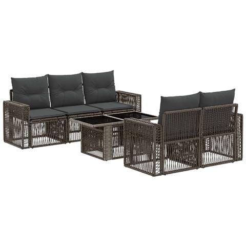 Set Divano da Giardino 6 pz Grigio e Grigio Scuro polyrattan - Foto 1