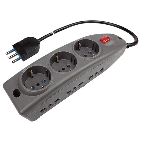 Presa Multipla Compact, 6 Prese Bivalenti, 3 Prese 10 - 16 A 2p+T Grigio - Foto 1