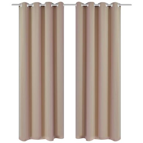 Tende Oscuranti Blackout Crema Con Anelli Di Metallo 135 X 245 Cm 2 Pz - Foto 1