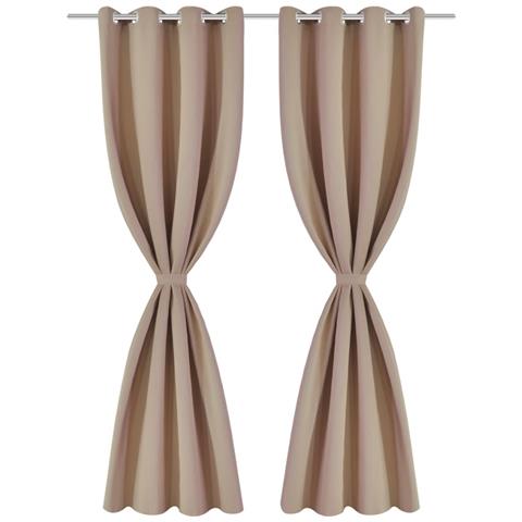 Tende Oscuranti Blackout Crema Con Anelli Di Metallo 135 X 245 Cm 2 Pz - Foto 4