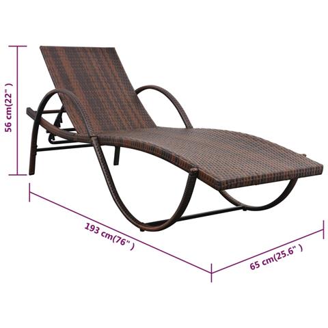 Lettino Prendisole Con Tavolino In Polirattan Marrone - Foto 2