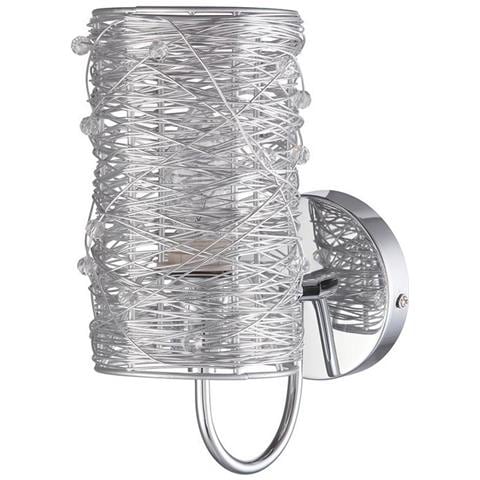 Applique Moderna Argento 1 Luce Con Paralume In Lega Metallica, Attacco E14 - Foto 2