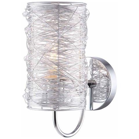 Applique Moderna Argento 1 Luce Con Paralume In Lega Metallica, Attacco E14 - Foto 1
