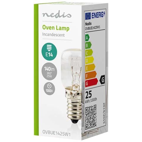 Lampadina A Incandescenza Per Forno E14 T25 25w Alta Temperatura 300°c, Trasparente - Foto 2