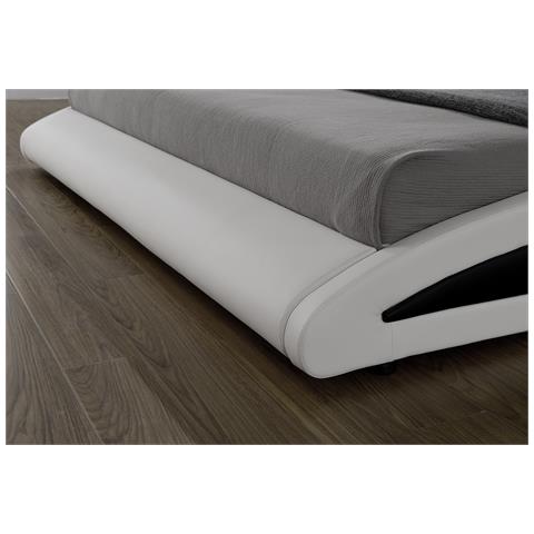 Brixton Struttura Letto In Similpelle Bianca Con Led 140x190 Cm - Foto 6