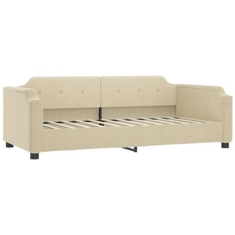 Divano Letto Estraibile Con Materassi Crema 100x200 Cm Tessuto - Foto 9