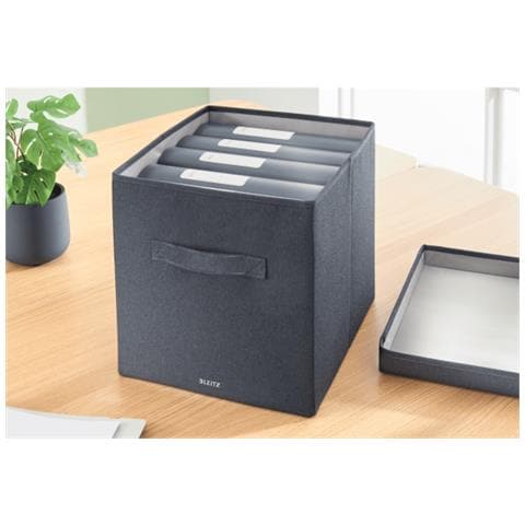 Leitz 61450089 Scatola Per La Conservazione Di Documenti Cartoncino, Tessuto Grigio - Foto 2