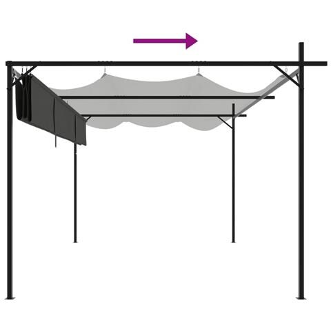 Pergola Con Tetto Retrattile Antracite 395x292x230 Cm - Foto 7